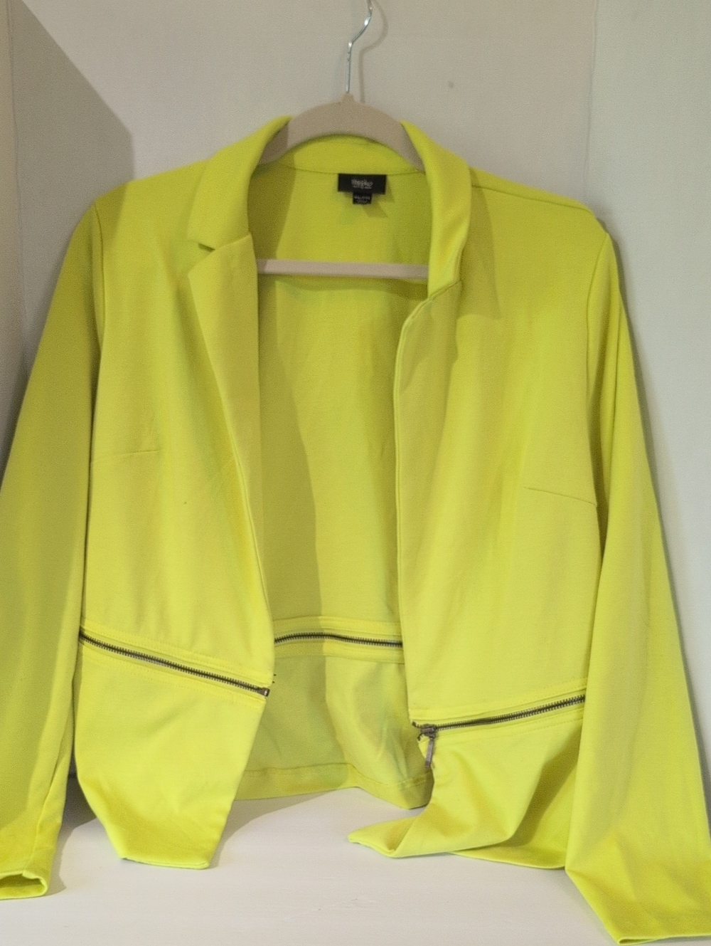 Y2K Massimo Cropped Open Front Blazer Chartreuse Yellow Waterfall, Sz 2 XL